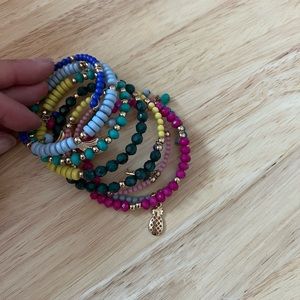 Multi color slinky beaded bracelet